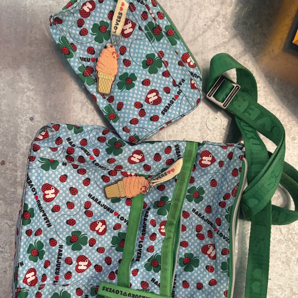 Harajuku Lovers Blue and Green Ladybug Bag Set